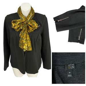 6th & Ln Blazer Womens Size 20 Gray Knit Basic Jacket Corpcore Office Boardroom